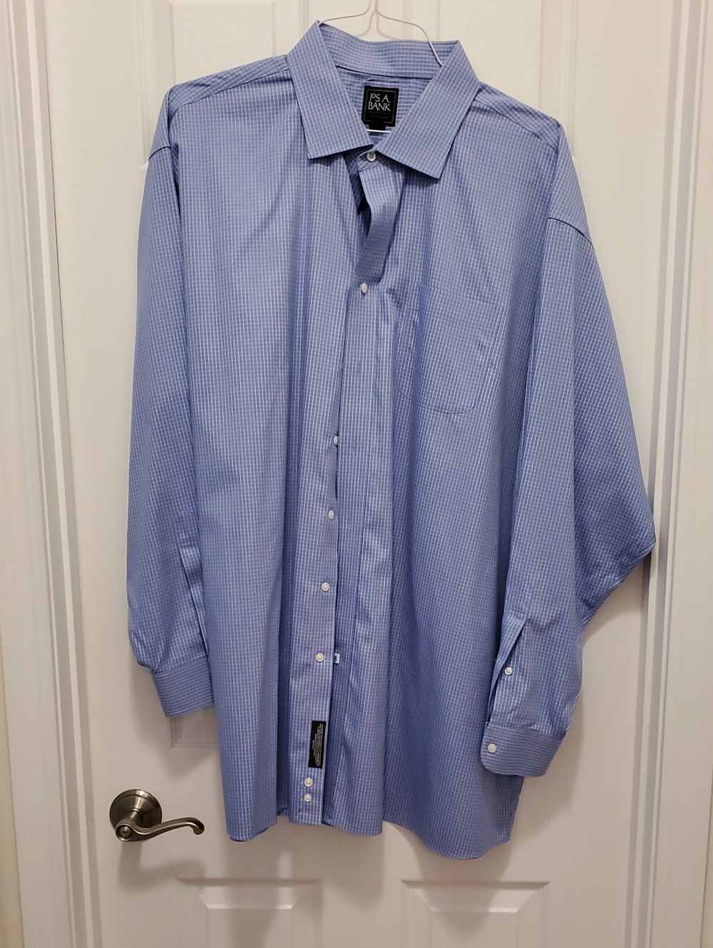 Jos A Bank Light Blue Micro-Check Dress Shirt 19/36 Big & Tall